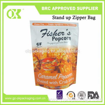 food packaging zipper plastic resealable stand up pouch